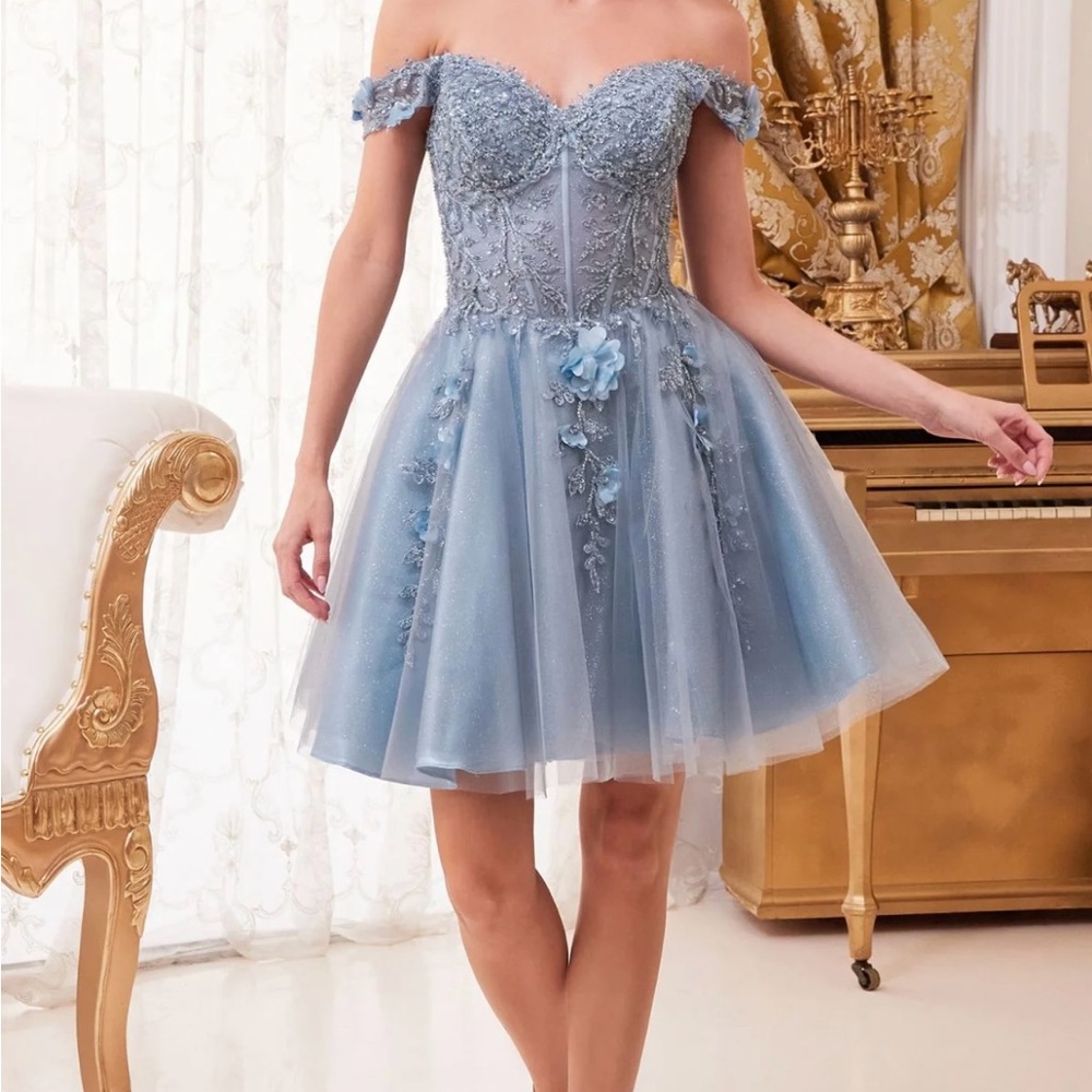Off-Shoulder Short Floral Homecoming Dress